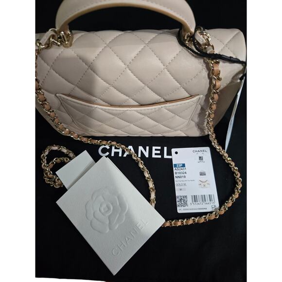 2023 Chanel Quilted Lambskin Mini Flap Top Handle Bag w/ Entrupy (15197) - Picture 6 of 16